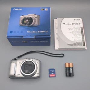 Canon PowerShot SX160 IS 16,0MP Digitalkamera silber 16fach Zoom, SD-Karte, gebraucht - Bild 1 von 24