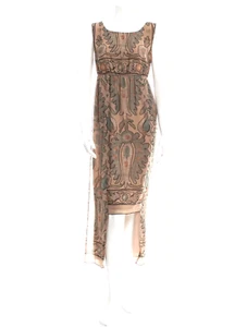 Maxi Vestido ANNA SUI Estampado Floral Poliéster Beige Sin Mangas Alto-Lo Talla 10 - Imagen 1 de 6