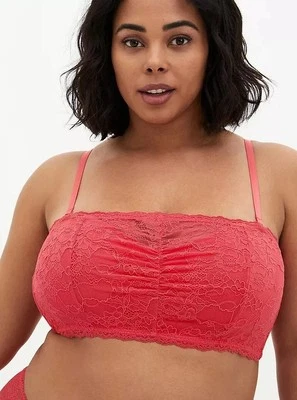 Women Bra Torrid 1 1x Bralette Berry Pink Lace Lightly Padded BANDEAU  New Strap - Image 1 of 4