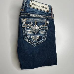 Jeans donna Rock Revival Karla taglia 25 skinny lavaggio scuro tasche ricamate - Foto 1 di 22