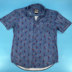 RSVLTS Blue Marvel Spiderman The Meme Kunuflex Button Down Shirt Men’s XL - Picture 1 of 4
