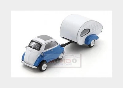 1:87 SCHUCO Bmw Isetta With Caravan 1955 Blue White 452681300 - Immagine 1 di 2