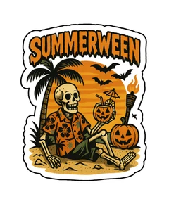 Pegatina troquelada de vinilo personalizada Summerween Summer Emo Goth Parody 3,5x2,5 - Imagen 1 de 1