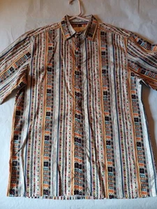 The Territory Ahead Aztec Southwestern Print Short Sleeve Button Shirt Medium - Picture 1 of 5