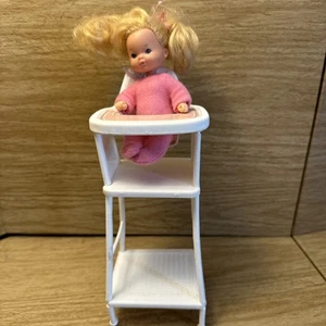 1976 VTG Mattel HEART FAMILY 4.5" ROSEBUD Baby Toddler Barbie Doll / High Chair - Picture 1 of 15