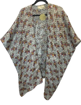 Poncho Nicole Miller Artelier Envolvente Cubierta Arco Iris Azteca Mexicano Negro Nuevo con Etiquetas $275 Foto 1 de 4