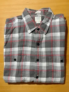 Vintage J Crew Ruderer Flanellhemd Herren Large rot grau kariert Button Down  - Bild 1 von 5