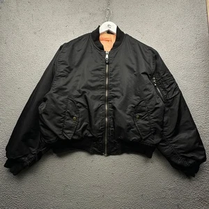 Vintage MA-1 Flight Bomber Jacket Large USAF Military Black Orange Reversible - Picture 1 of 15