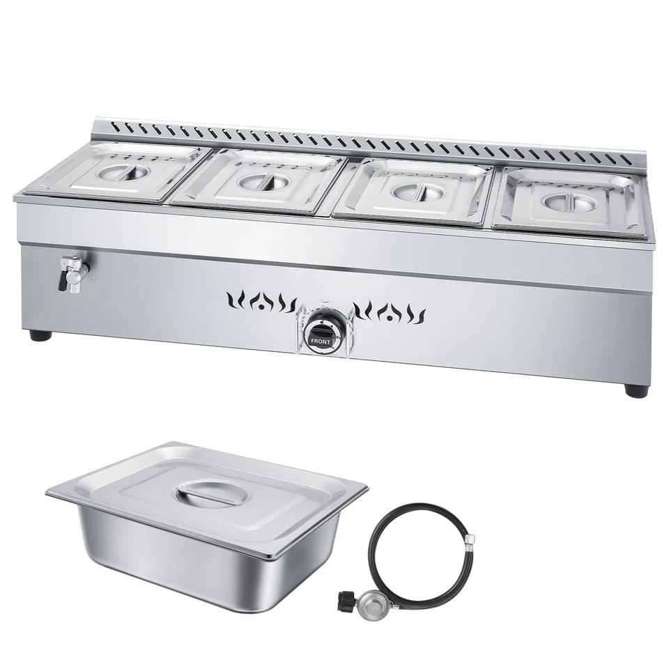 Commercial Propane Steam Table 4-Pan Outdoor Food Warmer Stainless Steel - Image 1 of 4