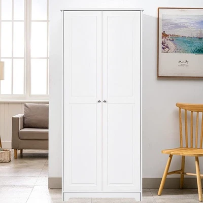 Wooden Kitchen Pantry Cabinet Storage Cupboard with 5 Adjustable Shelves White - Image 1 of 4