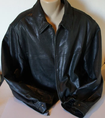 Chaqueta de bombardero REED 1950 para hombre NEGRA cuero cuello extendido forro de franela 2X Foto 1 de 4