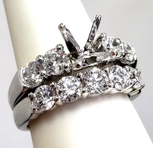 Anillo de compromiso/banda de boda semi montaje de 2 piezas conjunto de diamantes de 1,80 quilates IGI - Imagen 1 de 10