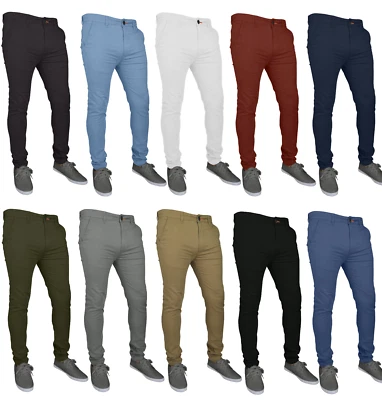 Mens Chino Trousers Skinny Fit Stretch Jeans westAce Cotton Casual Pant - Image 1 of 4