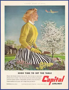 Vintage 1953 CAPITAL AIRLINES Aviation Travel Airplane Ephemera 1950's Print Ad - Picture 1 of 1
