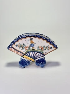 HENRIOT QUIMPER bretonischer Mann Vase in Fächerform ~ signiert - Bild 1 von 7