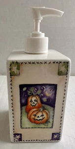 Dispensador de jabón de manos Halloween calabazas fantasma casa embrujada naranja púrpura - Imagen 1 de 6