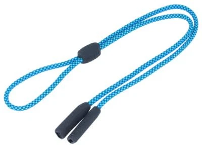 PAULE & KNOPF verstellbares Sport-Brillenband mit Gummi-Stopper und ovalem Tube-Endstück blau