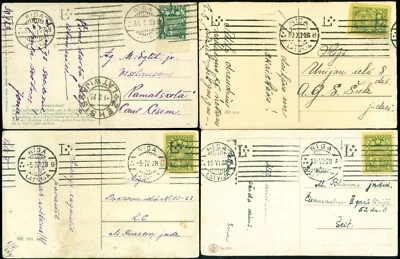 LATVIA L*** 7-8 LINES POSTAL CACHET CANCELS LOT of 4 REAL MAIL CARDS 1923-1928 - Image 1 of 4