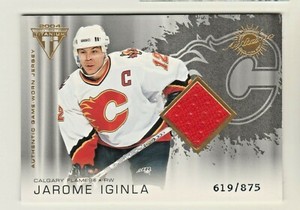 2003-04 Pacific Private Stock Titanium GAME WORN JERSEY JAROME IGINLA 619/875