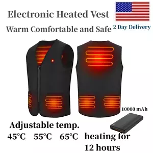 Heated Warm Vest Winter Wear Heating Thermal Jacket Men Women 11 Hours & Battery - Picture 1 of 11