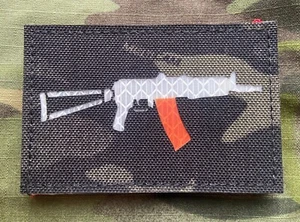 Laser cut Multicam Black AKS-74U 3" x 2" Patch with Hook Backing Krinkov Patch - Picture 1 of 3