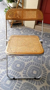 Single Vintage Anonima Castelli~ Italian~ Chrome and Wicker~ Folding Chair - Picture 1 of 10