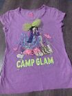 Justice taille 12 Camp Glam fille avec arc cheveux lapin de Pâques violet néon chemise