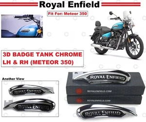 Royal Enfield 3d Tank Batch Chrome LH & RH Side For Meteor 350 - Picture 1 of 7
