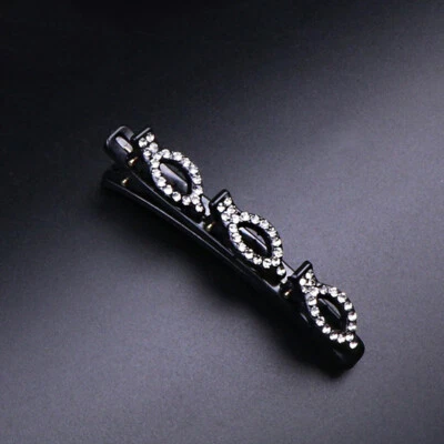 Pinzas para el cabello trenzadas con piedra de cristal brillante tela de estrás satinado ✿ Foto 1 de 4