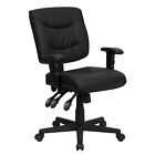Flash Furniture Mid Back Leather Task Chair With Height Adjustable Arms Black