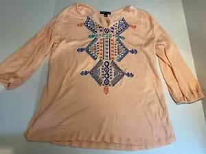 Women’s Signature Studio Small Three Quarter Sleeve Coral Blouse - Picture 1 of 4