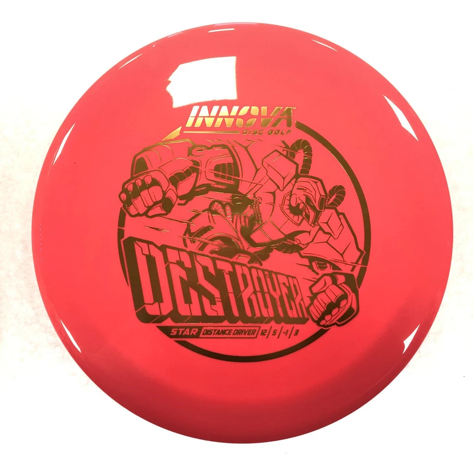 DISC GOLF INNOVA STAR DESTROYER OVERSTABLE DISTANCE DRIVER 173-5g PINK W/ GOLD - Image 1 of 1