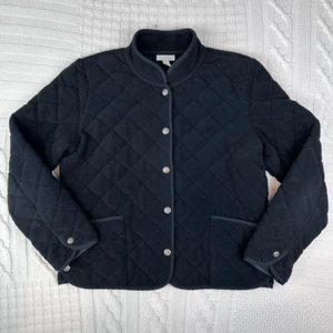 Charter Club Jacke Damen Large schwarz schwarz gesteppt Fleece Druckknopfleiste - Bild 1 von 5