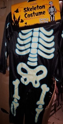  Halloween Skeleton Glow in Dark Bodysuit Costume With Hat 6-12 Month/2t/3t-4 NW - Image 1 of 4
