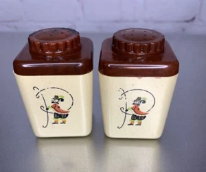 Salero y pimentero vintage años 50 Provincial Ware MCM marrón - Imagen 1 de 7