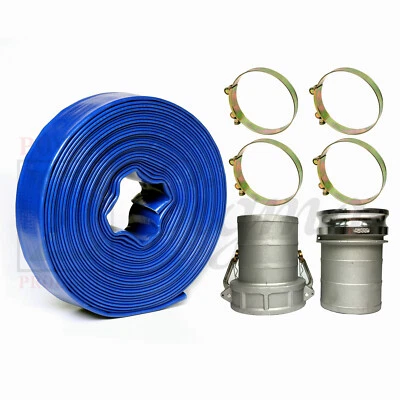 Sigma 6" IN X 300' Feet Garden PVC Lay Flat Discharge Water Pump Hose & Camlocks
