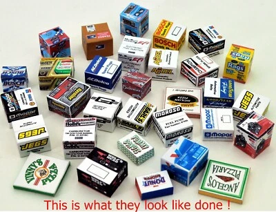 Cajas de tienda escala 1:18 escala 1/18 35+ SURTIDO! Diorama para taller Foto 1 de 2