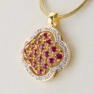 14k gold pendant with 0.50ct rubies and 0.08ct diamonds - Picture 1 of 4