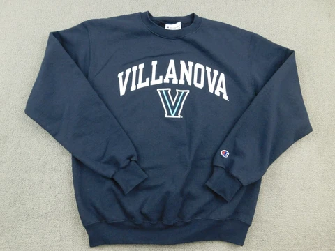 Villanova Wildcats Sweatshirt Men Medium Blue Champion Crew Neck Basketball M Cover