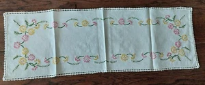 Antique Lace Embroidered Doily 20 X 59 Cm - Picture 1 of 5