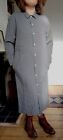 Vintage pure wool grey maxi long black buttoned shirt collared Dress Size M L
