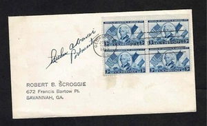 1010 Lafayette first day cover - block of four with Postmaster autograph - Bild 1 von 1