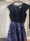 Theia Long Navy Blue Purple Sleeveless Cocktail  Special Occasion Dress Size 10