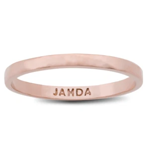 Solid 14K Rose Gold Hammered Ring 2mm Size 1 – 15 Thin Gold Ring Midi Stack Band - Picture 1 of 6