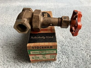 New Vintage Stockham B-120 1/2" Solid Wedge Rising Stem Gate Valve 150 WSP - Picture 1 of 9