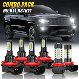 For Jeep Grand Cherokee 2019 2020 2021 6x Front LED Headlight Hi Lo + Fog Bulbs - Picture 1 of 17