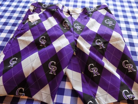 Men's Colorado Rockies Loudmouth Golf Short Purple Gray White size 44 New MLB Cover