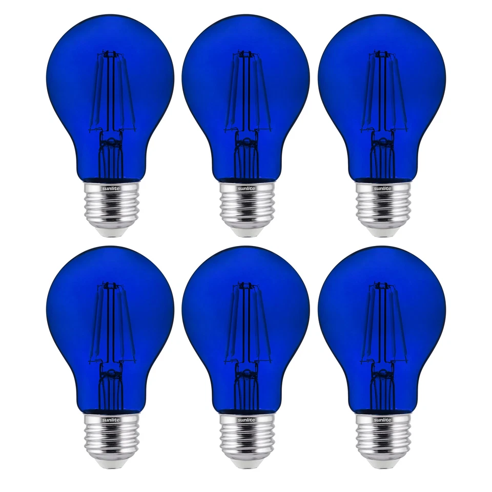 Sunlite LED Filament A19 Standard 4.5W (60W Equal) Colored Blue Bulb 6-PACK - Image 1 of 1