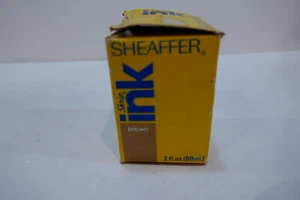 Sheaffer's Skrip tinta marrón en vidrio botella de tinta de 2 oz completa en caja pluma estilográfica - Imagen 1 de 3