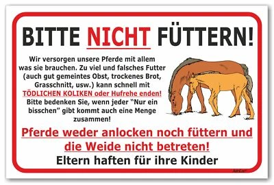 Schild Pferde nicht füttern 15x20, 20x30, 30x40, 40x60cm Weide betreten verboten